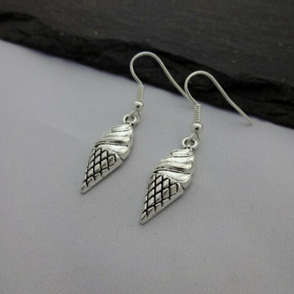 Ice Cream Cone Silver Earrings - Picture 3 of 5